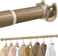 Closet Rods for Hanging Clothes, 17 to 99 Inches Stepless Adjustable Metal Closet Rod, 1.3 Inches Heavy Duty Clothes Hanging Rod for Closet Wardrobes Laundry RV(Wood Grain)