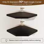 Fun Memories Corner Shelf Wall Mount, Solid Oak Wood Floating Corner Shelves with Cable Hole, 10in Rustic Design for Bedroom, Bathroom, Kitchen, Living Room (Black, 1 Pack)