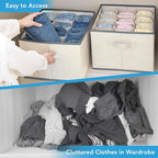 3 Pcs 12 Cell Large Size Pants Organizers for Clothes, Jeans, Sweater, T-shirt, Dress Stackable for Wardrobe Closet Drawer Organizer Storage Bin Container, Beige