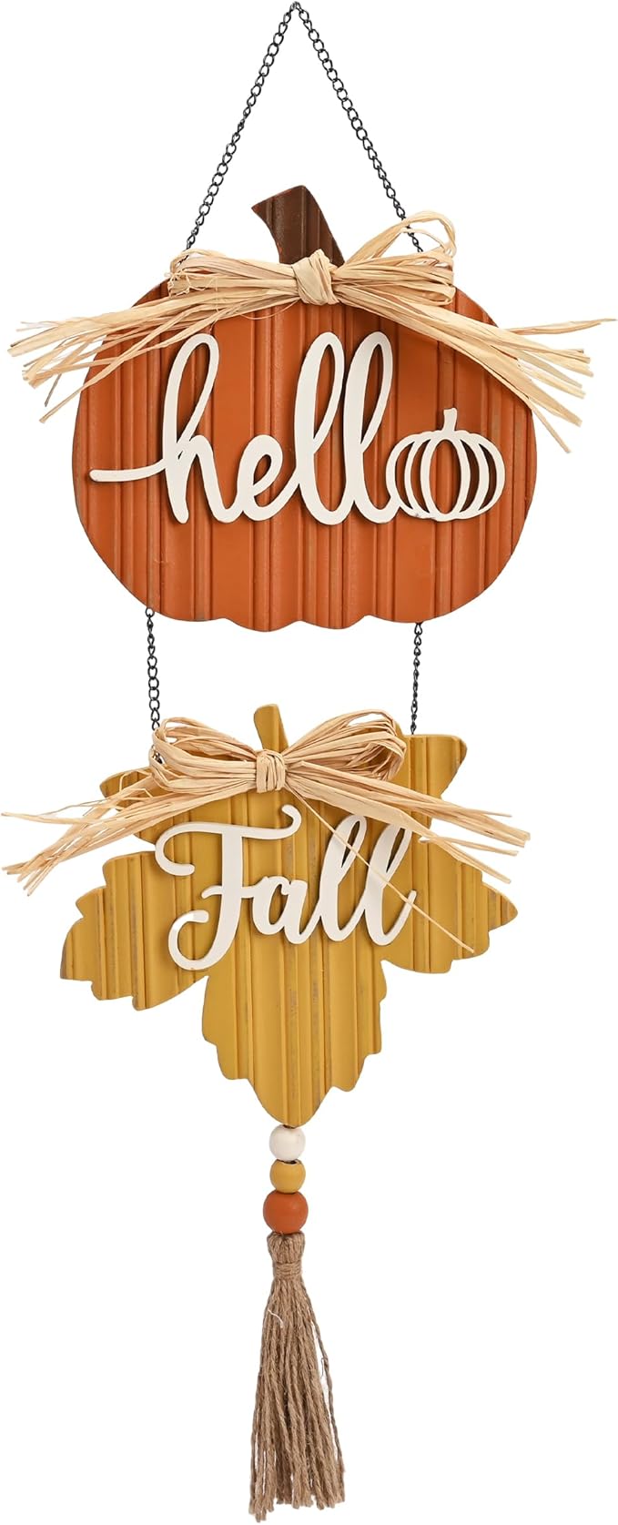 Valery Madelyn Fall Decorations for Home, Fall Wall Decor with Pumpkin and Maple Leaf, Rustic Farmhouse Fall Wreaths, Wooden Pumpkin Decor for Thanksgiving Autumn, 21 inch