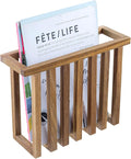 MyGift 11 Inch Premium Acacia Wood Wall Mounted Magazine Rack and File Folder Holder, Mid Century Modern Home Office Hanging Storage for Oversized Magazines