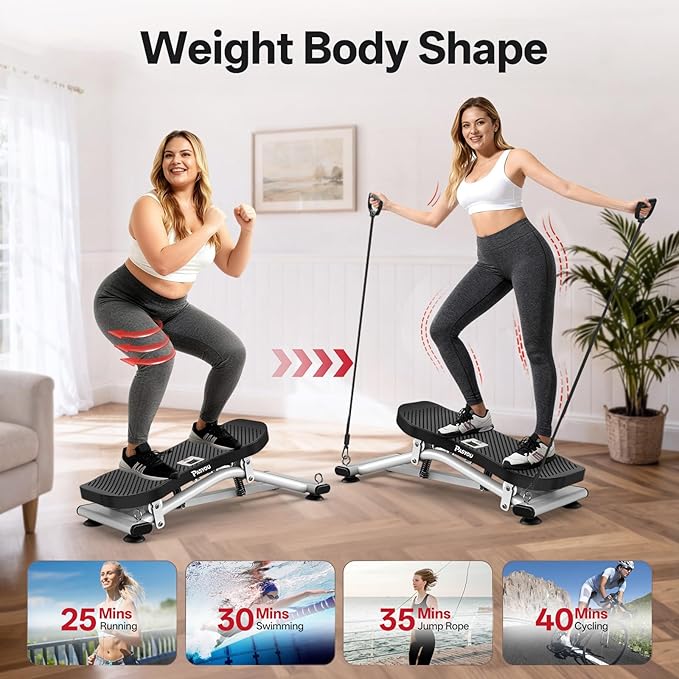 PASYOU Balance Board for Adults, Rock Stepper for Exercise at Home, Simulate Ski Machine with Resistance Band & LCD Display, 330lbs Weight Capacity, Ski Balance Trainer for Full Body