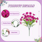 Artificial Flowers for Outdoors Decoration, 12 Bundles Fake Plastic Flower Plant, Faux Colorful Silk Morning Glory Eucalyptus for Outside Garden Porch Front Door Decor, Purple