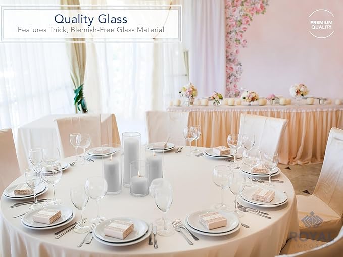 Royal Imports Glass Cylinder Vases for Centerpieces – Set of 24 Clear Hurricane Vases for Wedding, Table Decor, Floating, Flowers, Candle Holders, Extra Tall Clear Vase Set, 6” / 8” / 9” / 11”