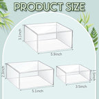 Jerify 6 Pcs Acrylic Risers Display Stands, 5.91'' 5.12'' 3.54'', Clear Square Nesting Pedestal Shelf with Hollow Bottom for Tabletop Jewelry Display, 3 Sized