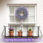 LZNPA 22 Inch Summer Spring Wreaths for Front Door Romance Lavender Wreath, Elegant Artificial Front Door Wreath for All Season Spring Decorations for Home Wall Entryway Farmhouse Porch Room Decor