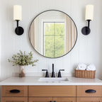DUMOS Gold Circle Mirror for Wall 24.02 inch, Bathroom Round Wall Mirror for Over Sink, Bathroom, Entryway, Bedroom, Vanity, Shatterproof& Crystal-Clear