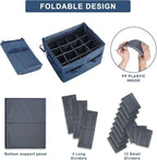 Moteph Shoe Organizer Closet Storage Solution with Clear Cover & Adjustable Dividers for Shoes, Handbags, Blankets, Linen, Clothing (Medium - 16 Pairs, Navy Blue)