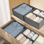 Washable Cloth Drawer Organizer, Set of 4 Foldable Sock Dresser Drawer Organizers Storage Boxes, Fabric Storage Boxes Closet Cabinet Organizer for Clothes (Gray, S+2M+L)