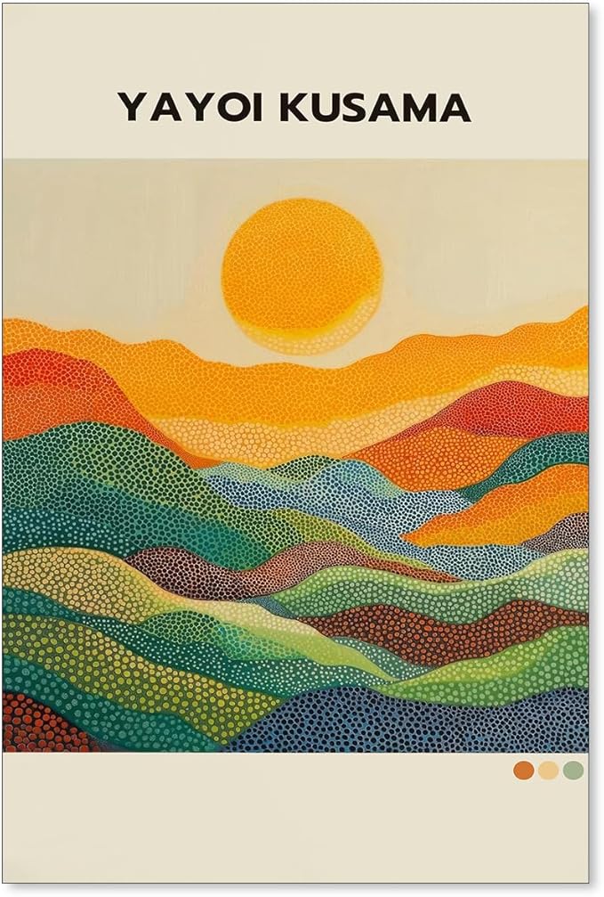 Yayoi Kusama1986 Wall Art Japanese Gallery Exhibition Wall Decor Yayoi Kusama Poster Abstract Landscape Canvas Print for Japanese Home Bedroom Decorations Artwork24x36in Unframed
