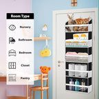 Over the Door Hat Organizer for Baseball Caps, Hold up to 60 Hats Rack Storage for Door/Closet/Wall, Clear Pockets Hanging Hat Holder for Baseball Caps with 10 Mesh Pockets, Black