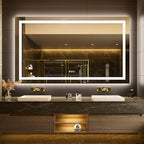 LOAAO 68"x36" LED Bathroom Mirror with Lights, Anti-Fog, Dimmable, Backlit + Front Lit, Lighted Bathroom Vanity Mirror for Wall, Memory Function