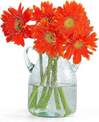 MDLUU Seeded Glass Vase, 4.6" W x 6.7" H, Clear, Double Ear Design, Coastal Modern Style, Perfect for Dining Room, Bedroom, Bathroom