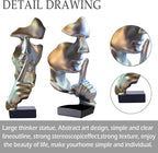 aboxoo Abstract Statues Silence is Gold Decorative Objects,Modern and Simple Resin Figurine,Desk Decoration for Office Home Piano Deco(Large Silver)