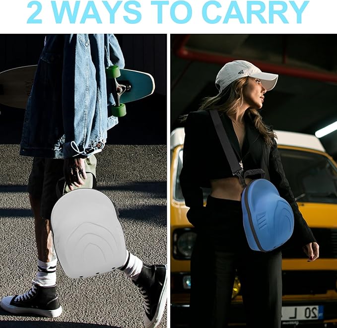 Glamgen Hard Hat Travel Case, Cap Storage for Baseball Caps with Adjustable Shoulder Strap and Carrying Handle, Hat Carrier Organizer Holder Bag up to 6 Hats for Women and Men Travel Home - Blue