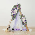Ting's time Wedding Arch Flowers Pack of 2 Artificial Silk Large Flower Swag Purple Welcome Sign Floral Swag Reception Backdrop Floral Decor for Wedding Party Ceremony (Lilac & White)