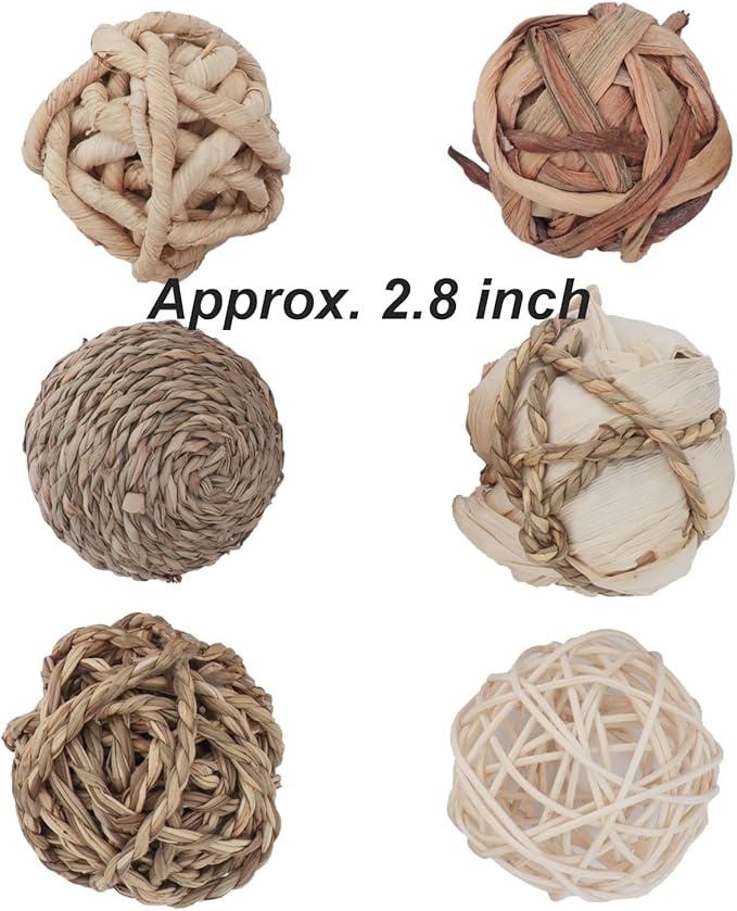 Kesywale Set of 6 Decorative Balls for Centerpiece Bowl Fillers, 2.8 inch Assorted Rattan Wicker Balls Spheres Orbs, Vase Fillers, Home Table Decor