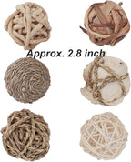 Kesywale Set of 6 Decorative Balls for Centerpiece Bowl Fillers, 2.8 inch Assorted Rattan Wicker Balls Spheres Orbs, Vase Fillers, Home Table Decor