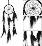 Native Indian Dream Catcher, Colorful/White/Black Dream Catcher with Feathers and Bead for Car Kids Bedroom Wall Hanging Decoration Ornament (Black)
