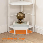 HOOBRO Narrow Corner Shelf Stand, 5-Tier Corner Shelf, 63” Tall Multipurpose Corner Bookshelf, Standing Display Shelf Plant Stand, for Living Room, Study, Kitchen, White WW100CJ01