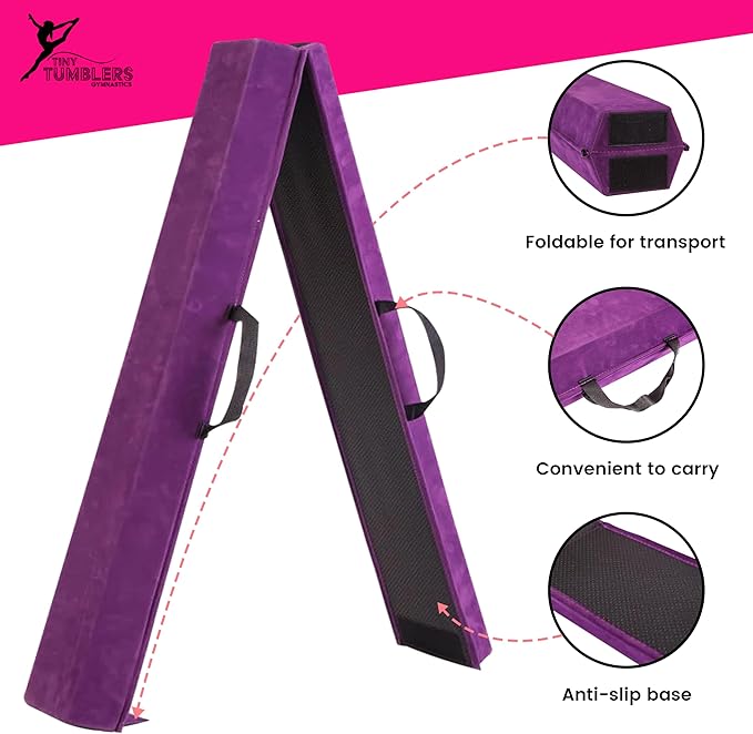 Artistic Gymnastics Beam for Home - 210/240/270/300 - Amazing Balance Equipment for Kids at Home - Faux Suede, High Density EVA Foam - Carrying Straps