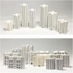 XISAOK Realistic Apartment Building Model Unpainted Craft Project Miniature Landscape Design 1/800s Scale Solid Structure Miniature Apartment Building Model