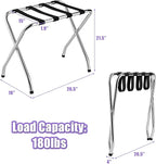 Tangkula Chrome Luggage Rack for Guest Room, No Assembly Required, Folding Metal Suitcase Stand with Nylon Belts, for Home Bedroom Guest Room Hotel, Luggage Rack, Silver (4)