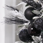 SLK 16-Pack Artificial Glitter Berry Stem Ornaments, Christmas and Halloween Decorative Glittery Twigs, Picks, Branches for Tree, Wreath, Small Vase, Halloween Party (Black)