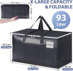 StorageRight Heavy Duty Moving Boxes-Moving Bags with Zipper, Reinforced Handles and Tag Pocket-Collapsible Moving Supplies-Totes for Storage Great for Moving, Storage and Travel 93L(Gray-6 Pack)