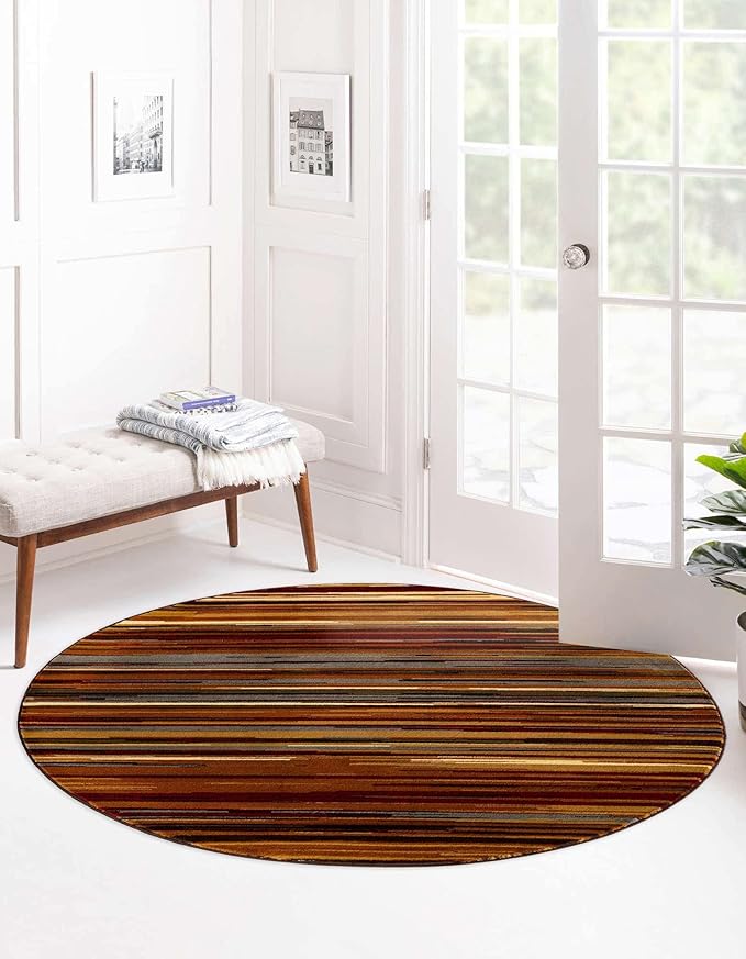 Unique Loom Barista Collection Area Rug - Icatu (10' Round, Beige/Brown)