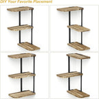 Love-KANKEI Corner Shelf Wall Mount of 3 Tier Rustic Wood Floating Shelves for Bedroom Living Room Bathroom Kitchen Office and More Carbonized Black