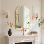 Sweetcrispy 22"x 30" Arched Gold Bathroom Mirrors for Wall, Bathroom Mirrors for Over Sink, Metal Framed with HD Shatter-Proof Glass for Entryway, Living Room, Bedroom, Dressing Room, Home Decor