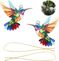 2pcs Hummingbird Gift for Women, Colorful Suncatcher Ornament, Christmas Tree Decor, Hanging Ornament for Door Yard Window Outdoor Birthday Father Day Graduation Gift