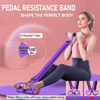 2026 Upgrade Foot Pedal Resistance Band, Adjustable 4-Tube Pedal Ankle Puller Resistance Band with Handle, Multifunction Home Gym Equipment, Stirrup Puller for Men Women for Full Body Exercise