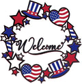 Bucherry 250th Anniversary Patriotic Metal Wreath for Front Door 12 Inch 4th of July Red White Blue Star Welcome Sign 1776-2026 Americana Independence Day Hanging Decor Vintage Rustic Porch Outdoor