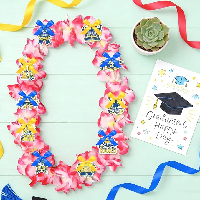 Leis for Graduation 2026, Artificial Flower Wreath with Cards Graduation Lays Gifts, Congrats Grad for High School