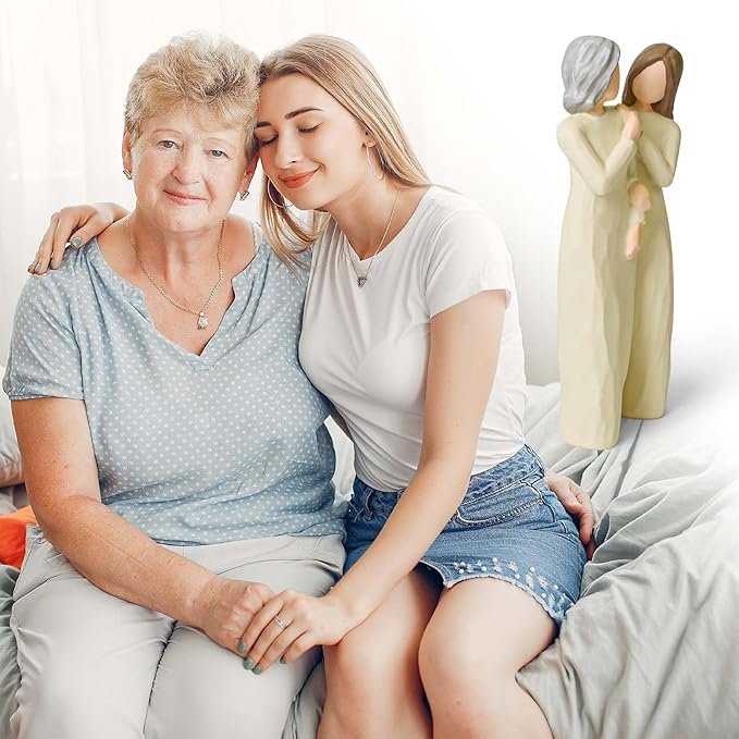 Mom Birthday Gifts from Daughter, Mother Gift for Mothers Day Christmas of The Bride Gifts Expresses Caring Relationship Between Adult Mother Daughter Figurines