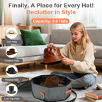 4 Pack Hat Storage Boxes, with Hardboard Support, Cowboy Hat Box for Travel & Home Organization, with 4 Door Hooks for Women & Men(Grey)