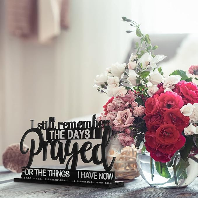 Jetec I Still Remember The Days I Prayed Sign Inspirational Table Blessed Signs Motivational Decor Farmhouse Table Home Centerpieces Faith Wooden Shelf for Living Room Office(Inspirational Style)