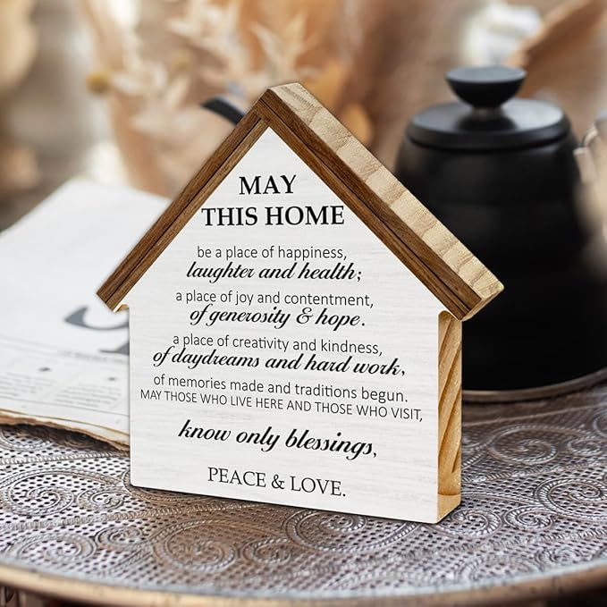 Housewarming Gifts New Home Decor, May This Home Be a Place of Happiness House Shaped Wood Sign, New House Apartment Gifts for Friends Neighbors