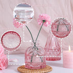 Valentine's Day Glass Pink Bud Vases Set of 12, Mini Flower Valentine Vase for Centerpieces, Small Vases in Bulk for Wedding Decorations, Vintage Vase for Table, Home Décor