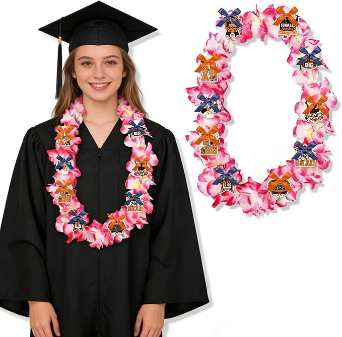 Leis for Graduation 2026, Artificial Flower Wreath with Cards Graduation Lays Gifts, Congrats Grad for High School