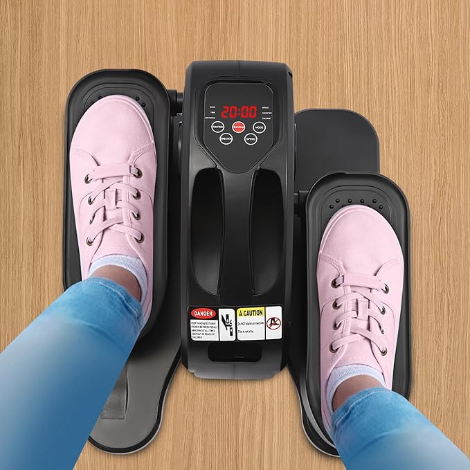 Under Desk Elliptical, 2 in 1 Ellipse Leg Exerciser for Seniors Adults 5Gear Electric Seated Pedal Exerciser W/Anti-Slip Pads Quiet Elliptical Machine with Remote Control for Home