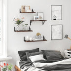 YGEOMER Floating Shelves for Wall, Different Sizes Walnut Wall Shelves for Living Room, Bathroom, Bedroom, Kitchen, Home Decor (Set of 4)