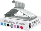 Utopia Home Plastic Hangers 20 Pack - Space Saving Clothes Hanger - Durable & Strong Closet Organizers and Storage with Built-in Strap Hooks - Essential for Shirts, Pants, Skirts & Coats (Grey)