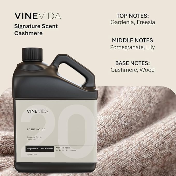 VINEVIDA [128 Fl Oz] Cashmere Fragrance Oil for Cold Air Diffusers, Essential Oils for Diffuser Oil Refill & Air Freshener Room Spray