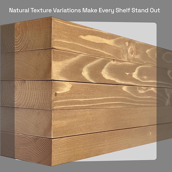 BAOBAB WORKSHOP Natural Wood Floating Shelves for Wall 30 Inches Long, Solid Wooden Shelf Large, Bathroom Shelves for Room Wall Mounted Kitchen Farmhouse, Oak Floating Shelf, 30W × 6.7D, Set of 2