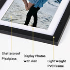 Rempry 5x7 Picture Frame, Display Pictures 4x6 with Mat or 5x7 Without Mat, Wall Hanging or Tabletop Photo Frame with Shatter Resistant Plexiglass, Black, 1 Pack