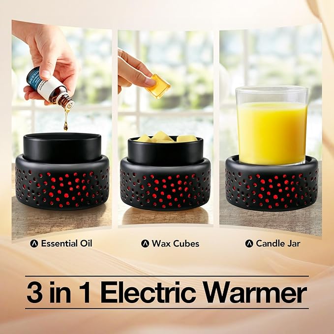 VICTORIA AROMA Cearmic Wax Melt Warmer - 7 Colors Changing LED Light Candle Wax Warmer for Scented Wax, Electric Fragrance Wax Melter for Home, Office, Bedroom Decor, and Gifts
