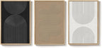 Large 3D Textured Framed Boho Neutral Abstract Wall Art, Set of 3 Modern Paintings Artwork for Walls, Black White Brown Minimalist Geometric Pictures for Living Room, Entryway, Dining Room Wall Decor